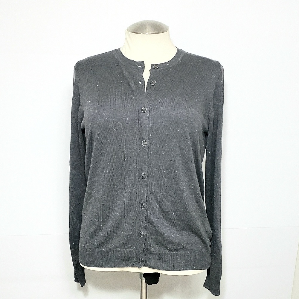 Nicole Miller Metallic Yarn Long Sleeved Cardigan
